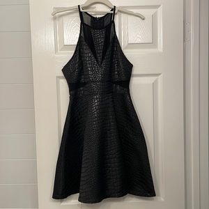 ASTR Nordstrom black dress w animal textured print/ cutouts